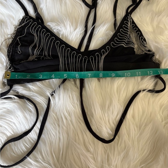 SHEIN crisscross triangle Black Bralette with Silver Chain Fringe size Small - Picture 8 of 12